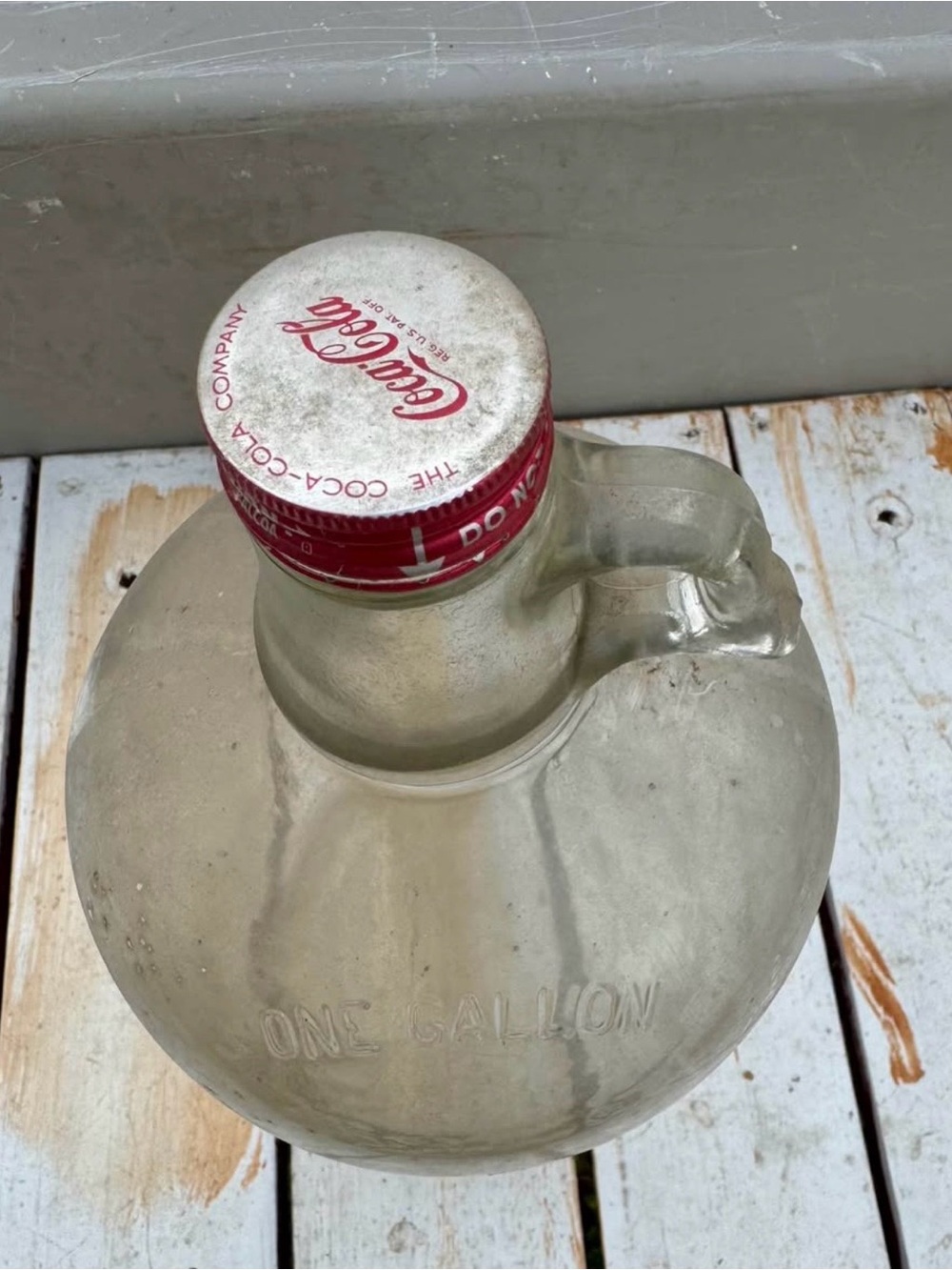 Coca Cola Clear Glass One Gallon Jug with Red Logo Cap